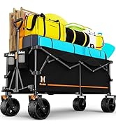 Navatiee 48" L Collapsible Extended Wagon, 440Lbs Heavy Duty Wagons Carts Foldable, 300L Extra La...