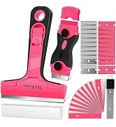 THINKLEARN Razor Blade Scraper Tool, 2Pcs Pink Razor Scraper with 40Pcs Replacement Blades, Glass...
