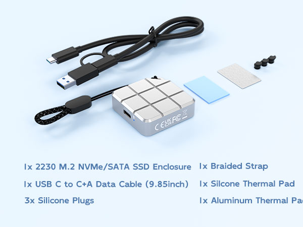 Strong durable and anti-corruption lightweight luxury delicate 2230mm nvme pcie m.2 ssd enclosure