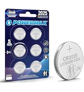 Powermax CR2025 3V Lithium Coin Cell Battery, Watch and Electronics Button Batteries, 6-Count