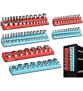SHALL Magnetic Socket Organizer Set, 6-Piece SAE & Metric Socket Holder Set Includes 1/4", 3/8", ...
