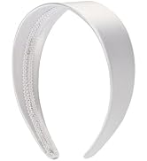 Motique Accessories White 2 Inch Wide Satin Hard Headband with No Teeth Head band for Women and G...