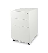 Aurora Modern SOHO Design 3-Drawer Metal Mobile File Cabinet with Lock Key Fully Assembled, White...