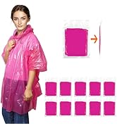 KAshack 10-Pack Disposable Rain Ponchos for Adults with Hood Emergency Rain Poncho for Camping Hi...
