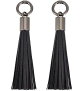 CALFOVERA 2PCS PU Leather Tassel Keychains for Women Leather Key Ring Circle Charms
