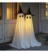 2 Packs Halloween Decorations Outdoor, 5 FT USB Powered Ghost Decor Kit with Remote Controlled St...