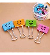 Coideal Colored Binder Paper Clips Medium, 48 Pcs 1 Inch Assorted Smile Bull Clip Clamps Multi Co...