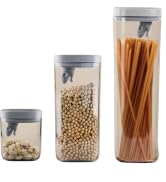 QUALY Lucky Mouse Storage Jar Set of 3 - Kitchen Canisters Glass Pantry Storage Containers With L...