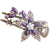 Uonlytech Hair Clip, Purple Flower Crystal Hair Clip, Sparkly Glitter Rhinestones Hair Clips Fren...