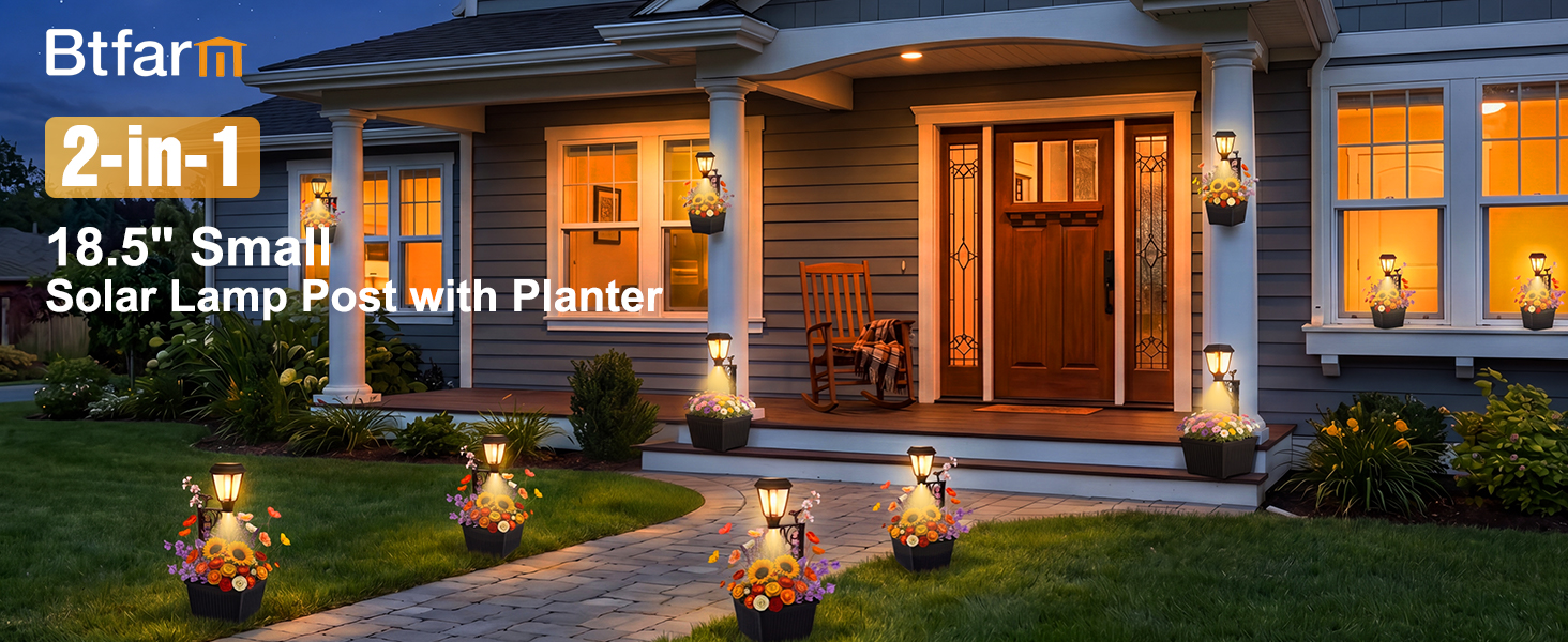 Solar Lamp Post with Planter