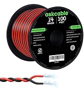Askcable 14Gauge 100FT Electrical Wire Cable Flexible Wire Extension Cord 14AWG Copper Clad Alumi...