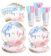 Xiangqu 175 Pcs Gender Reveal Plates and Napkins, Boy or Girl Gender Reveal Party Decorations Inc...
