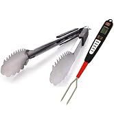 Digital Meat Thermometer and Heavy Duty Tongs BBQ Tools for Grilling Smoking Outdoor Cooking Inst...