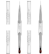 Nail Art Brushes Set 2PCS Dual Ended Hard Gel Brush for Poly Gel Builder Gel, Professional Salon ...
