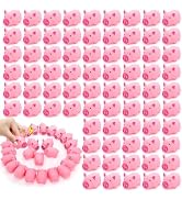 Goaste 100 Pieces Mini Rubber Pigs Bulk, Pink Bathtub Piggy Set, Cute Floating Squeaky Piggies, T...