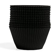 The Silicone Kitchen Reusable Silicone Baking Cups - Matte Black, Non-Toxic, BPA Free, Dishwasher...