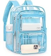 Clear Backpack for School, Large Heavy Duty Clear Bookbag with Luggage Strap & Stitches for Girls...