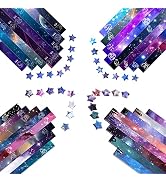 Wowagoga 2160 Sheets Origami Stars Paper with 4 Different Designs of Beautiful Outer Space Conste...