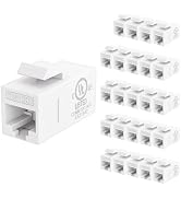 VCE UL Listed 25-Pack RJ45 CAT6 Keystone Coupler Female to Female Insert Coupler, UTP CAT6 Keysto...