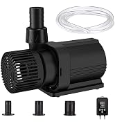 FREESEA Submersible Pond Water Pump: 1800 GPH 50W DC 24V Return Fountain Pump with 15ft Tubing fo...