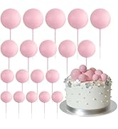 ASTARON 20 Pcs Ball Cake Topper Decorations Mini Balloons Cake Topper Sticks Light Pink Balls Cak...