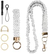 Nlicrst Scrunchie Lanyard with Wristlet Keychain Set for ID Badges & Keys | Black White Style Str...