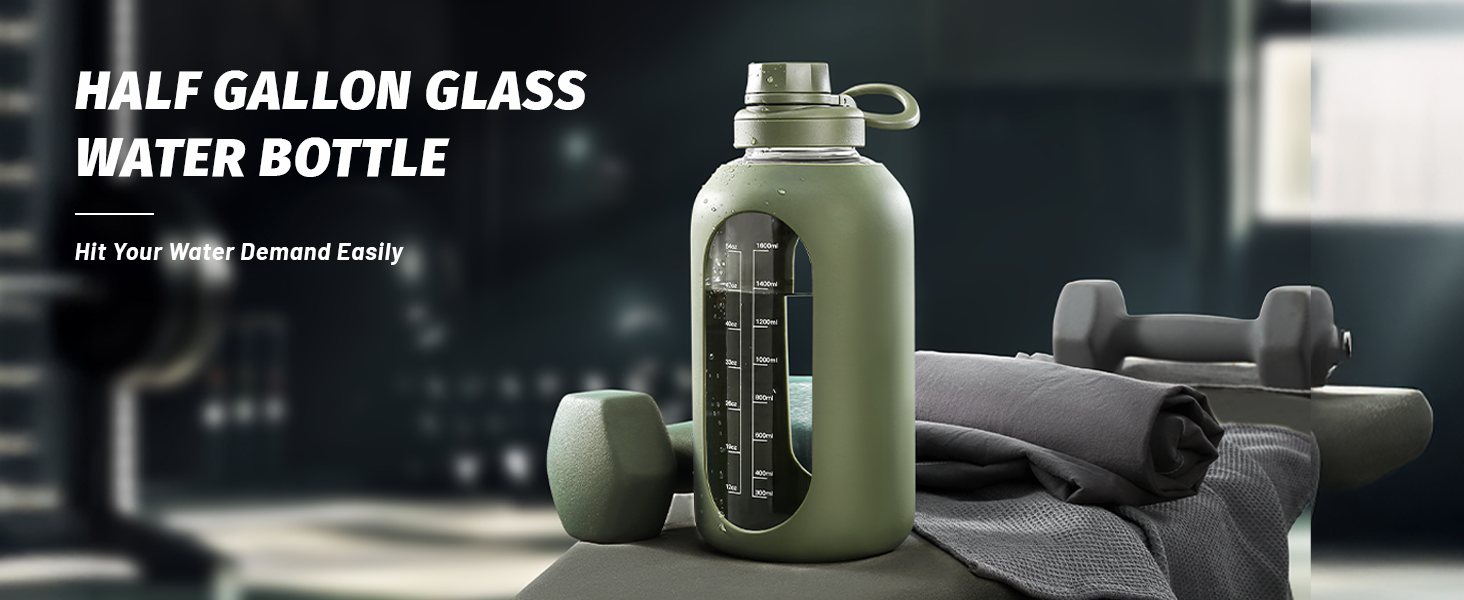 Half gallon glass water bottle