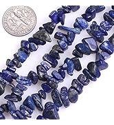 HAAMIIQII 5-8mm Natural Blue Lapis Lazuli Chips Beads Irregular Chip Stones Loose Gemstone Beads ...