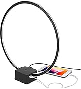 Brightech Circle LED Nightstand Lamp with USB Port – Compact Bed Stand Lamp for Bedroom, Living R...