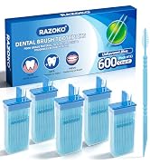 RAZOKO Interdental Toothpicks,Total 600 Count (5 Packs) Disposable Oral Pick,Food-Grade Plastic I...