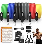 WHATAFIT Heavy Resistance Bands, 300LBS Exercise Bands with Handles for Home Gym, Full Body Stren...