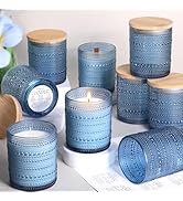 DARJEN 12 Pack Blue Candle Jars for Making Candles- 8 OZ Empty Glass Candle Making Jars with Bamb...