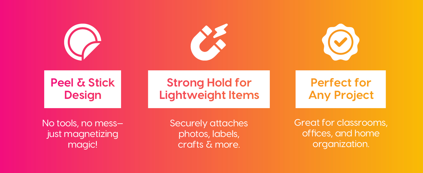 Peel and stick design no tools no mess, lightweigh perfect for any projects for classrooms