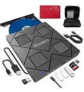 GODBPNYMU External Blu Ray Drive, 8-in-1External Blueray/DVD Drive for PC, Featuring 2 *USB A/2*U...
