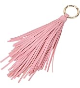 CALFOVERA PU Leather Tassel Keychain with Gold Ring Circle Handbag Key Fob Charms Car Keychain Ho...