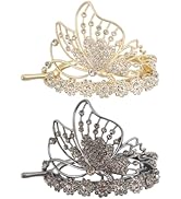 2 Pcs Butterfly Hair Clips for Women | Sparkling Created Crystal Hair Clips Strong Hold Flat Hair...