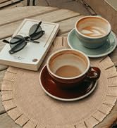 Round Burlap Placemats Set of 6 Jute Rustic Place Mats for Dining Tables Heat Resistant Natural F...