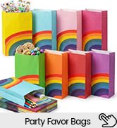 LovesTown 36 Pack Party Favor Bags, 4.8 x 3 x 8.7 Inch Rainbow Paper Bags 8 Colors, for Kids Birt...