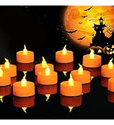 Halloween 24 Pack Orange Tea Light Candles, Battery Operated LED Tealights, Small Pumpkins Lights...