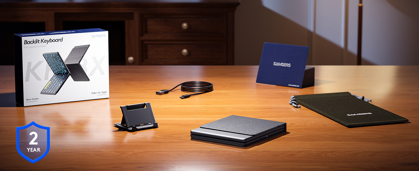 samsers folding keyboard with backlit