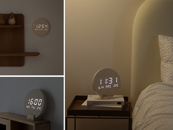 led wall digital wall clock cordless wireless minimalist boho clock modern wall clock