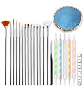22 Pcs Nail Art Brushes Set with Resin Palette and Silicone Carving Pen,Professional Nail Art Too...