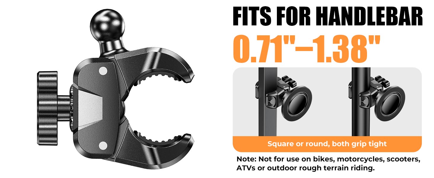 Engineered to fit round bars and handles ranging from 18-35 mm