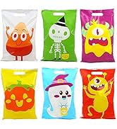 CCINEE 72pcs Halloween Treat Bags, Pumpkin Plastic Candy Tote Bags for Kids Trick or Treat Hallow...