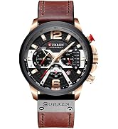 FANMIS Mens Luxury Watches Business Chronograph Dress Waterproof Leather Strap Analog Quartz Wris...