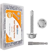 weideer 200pcs #8×3/4" Self Tapping Screws for Sheet Metal Hex Washer Head 410 Stainless Steel Se...
