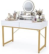 WESTREE Women Makeup Vanity Desk Without Mirror White - Bedroom Home Office Desk with Drawer, Woo...