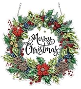 Bowetile Merry Christmas Diamond Art Hanging Wreath Kits for Adults Kids, Diamond Art Suncatchers...