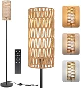 Ruiever Floor Lamp for Living Room,Farmhouse Rattan Floor lamp,Modern Standing lamp with Dimmer L...