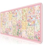 iCasso Pink Desk Mat for Keyboard and Mouse, Large Mouse Pad, Floral Desk Pad, Anti-Slip XXL Big ...